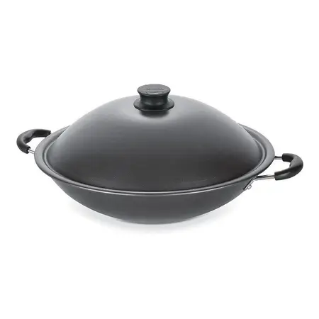 Wok Paris Tramontina Teflón Antiadhere 32cm 4,5lts Con Tapa Gris Oscuro