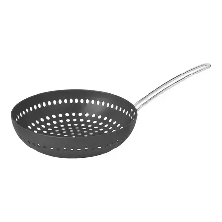 Wok Tramontina 26 Cm Aluminio Anodizado Perforado Verduras Negro